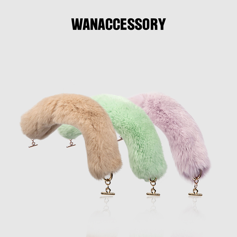 WANACCESSORY万蔻2022秋冬新款新色獭兔毛提手换脸包配饰原创设计