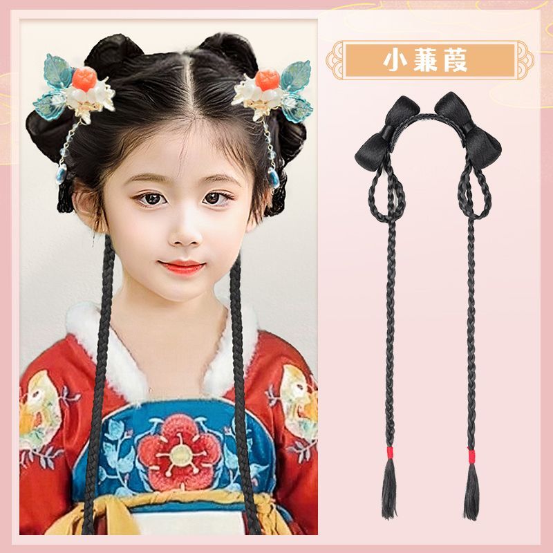 儿童汉服头饰一体式发包懒人发箍古风汉服女童造型盘发辫子发髻