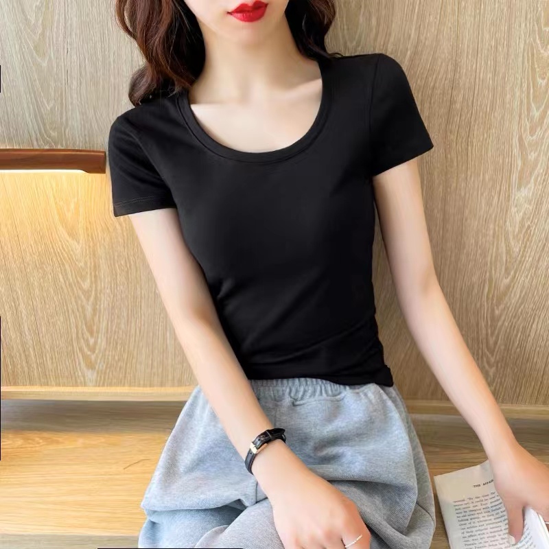 【专属商品3741】纯色短袖t恤女春夏新款圆领简约修身显瘦上衣
