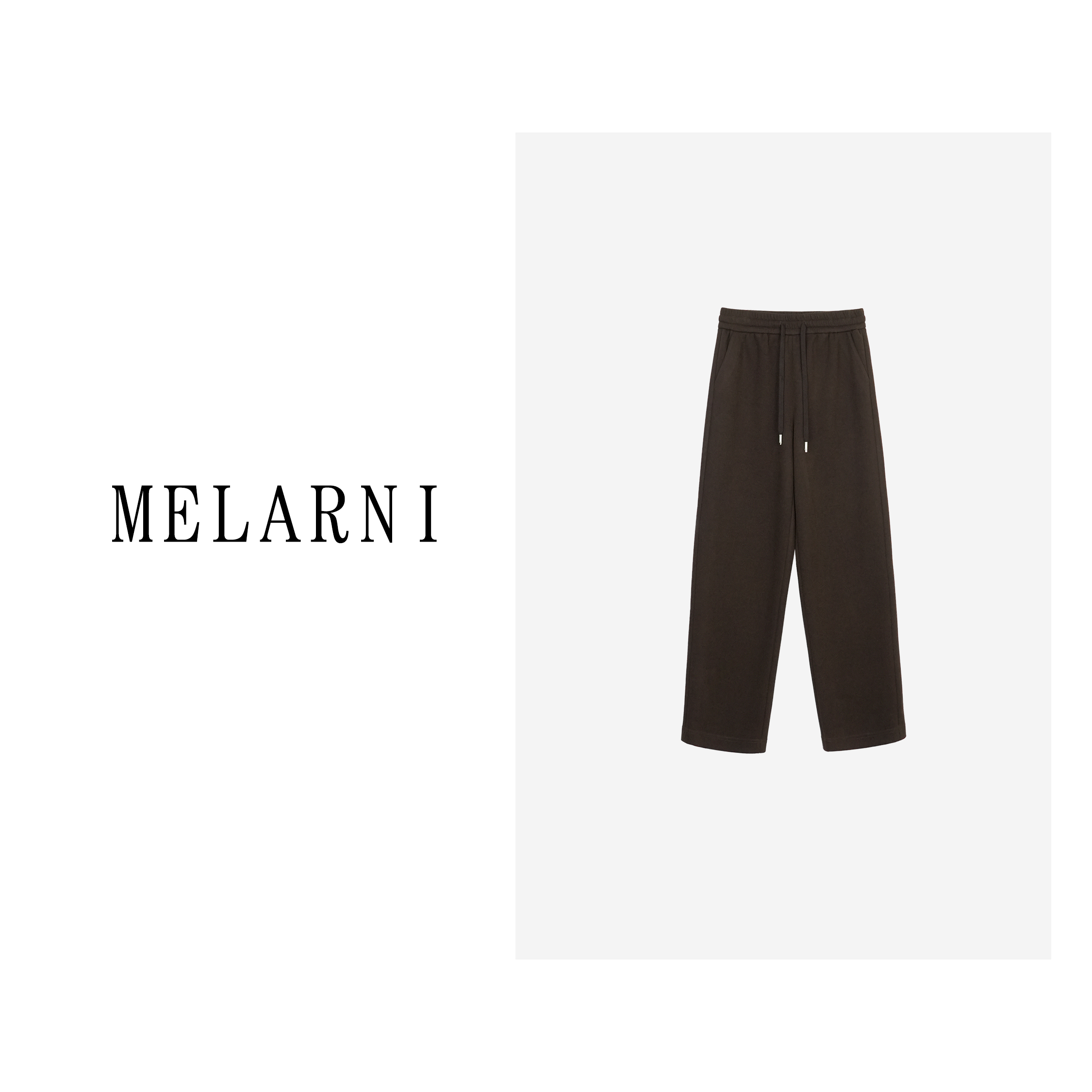 【MELARNI】柔软舒适百搭纯色系带休闲裤MLN10409