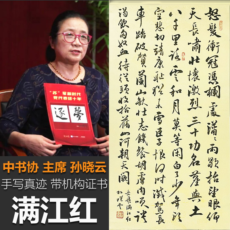 满江红书协主席孙晓云手写书法真迹字画带权威机构鉴定证书诗词