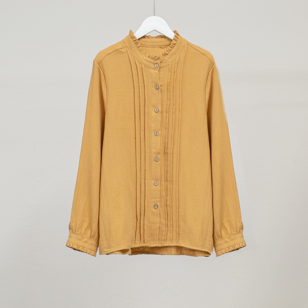 （几里与麻）春季服饰木耳边纯色百搭衬衫 衣长66胸围110 044103