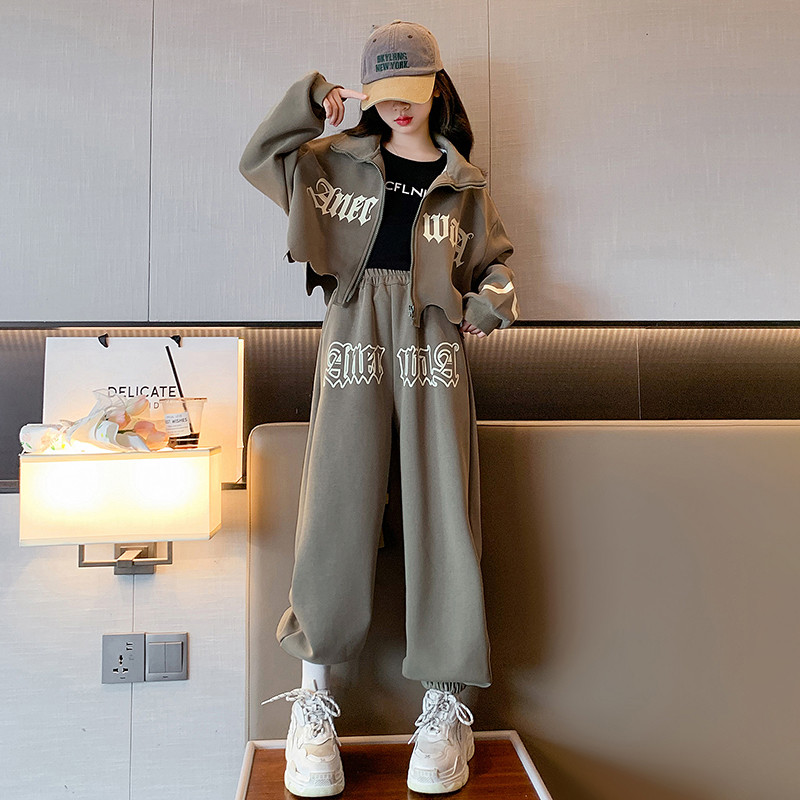 女童春秋款炸街外套韩版秋季套装中大童时髦洋气儿童休闲时尚秋装