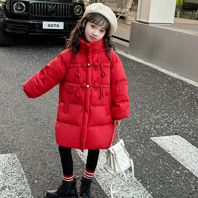 女童中国结棉衣韩版洋气2023新款中大儿童红色年服棉袄甜美小女孩