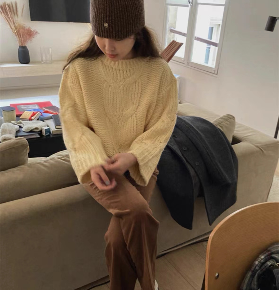 【粗线麻花毛衣】秋季新款宽松显瘦针织衫#9083