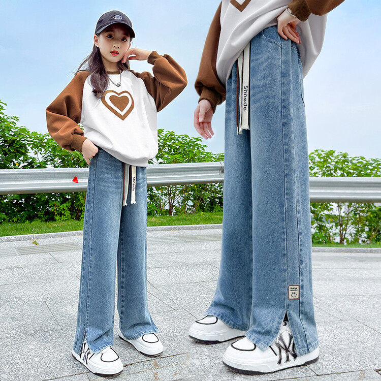 女童套装2023新款秋冬款洋气卫衣中大童女孩时尚时髦加绒牛仔裤潮