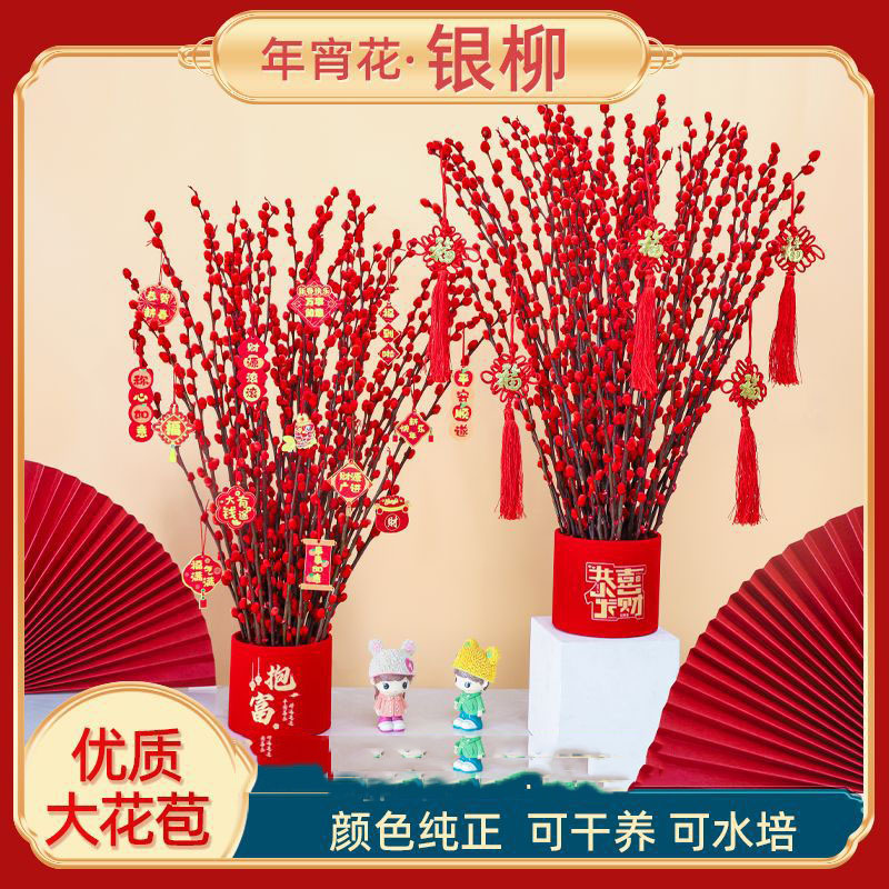 银柳真花鲜干枝春节年宵花卉植物客厅室内天然干花客厅装饰花束
