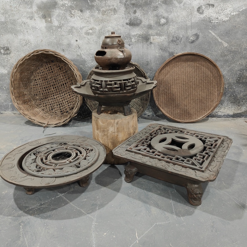 怀旧铸铁火盆铁锈火盆火炉茶炉煤油炉子道具摆件国风火炉摆件