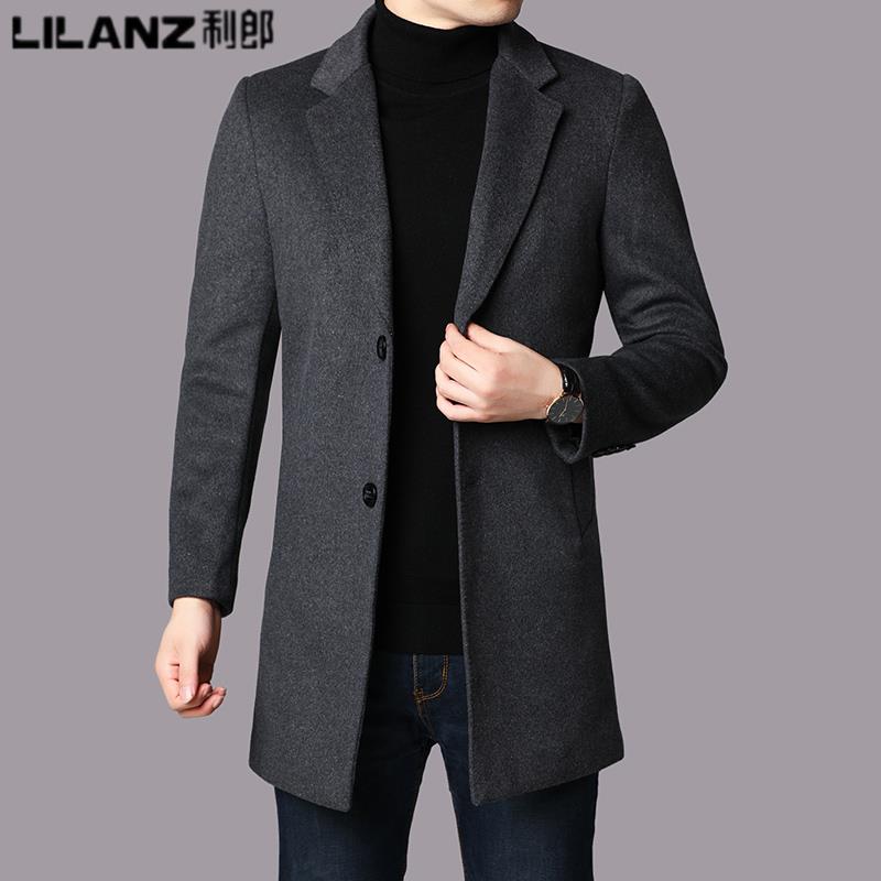 特价利郎男装毛呢大衣男中长秋冬厚款夹克双面呢长款外套休闲