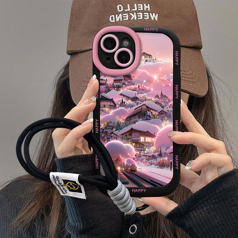 风花雪月iPhone14手机壳苹果华为NOVA11荣耀OPPO小米vivo圆墩防摔
