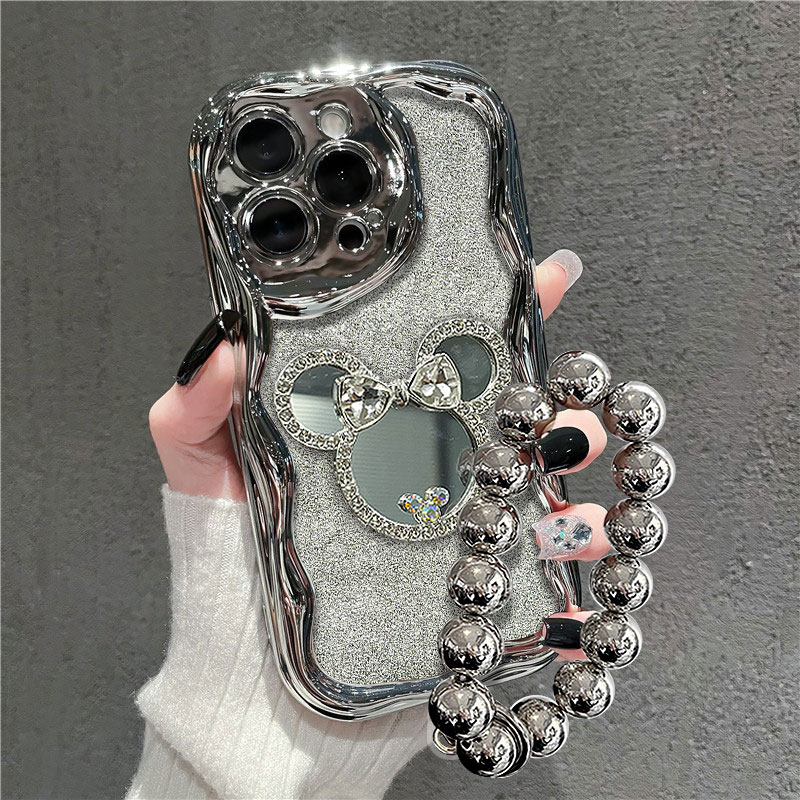 闪钻米妮镜子苹果13华为OPPO小米vivo电镀曲边iPhone14防摔手机壳