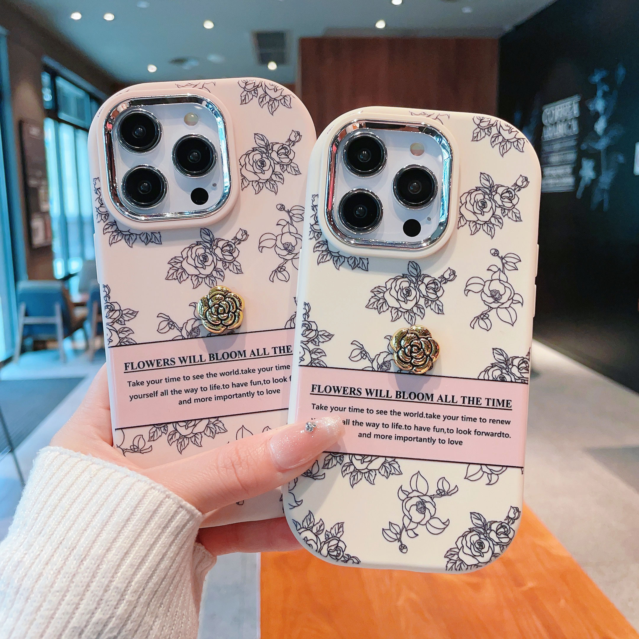 个性山茶花苹果iPhone15/14/13华为mate60荣耀90小胖墩防摔手机壳