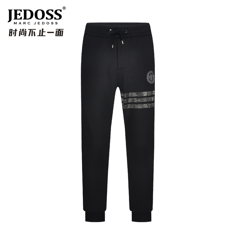 JEDOSS/爵迪斯男装秋冬专柜同步新款银线提花黑色针织休闲裤1944