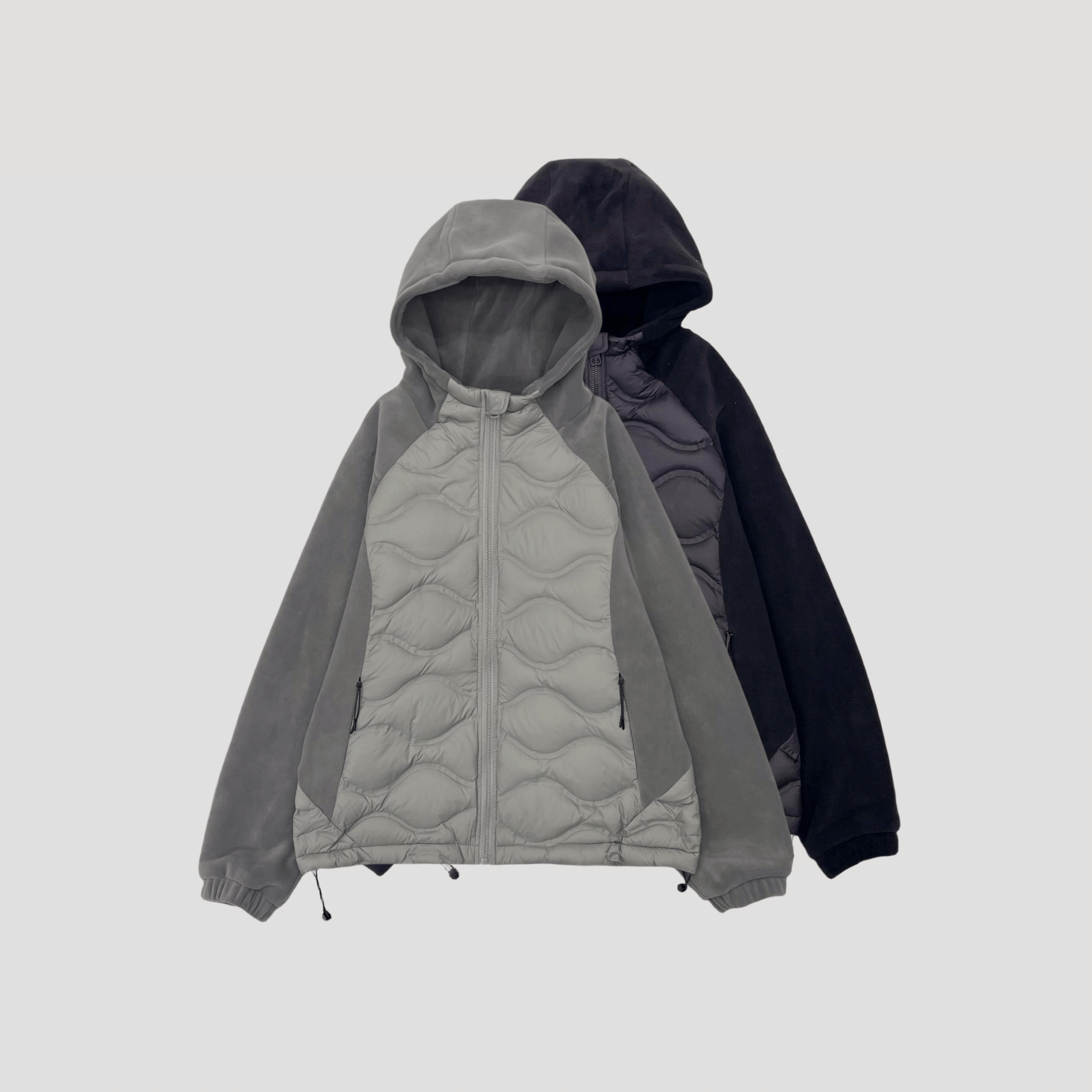 粉丝专享-新款宾利绒拼接连帽羽绒服外套6619