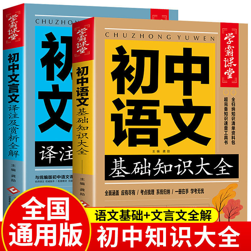 学霸课堂初中语文基础知识大全初中文言文译注及赏析全解考点梳理