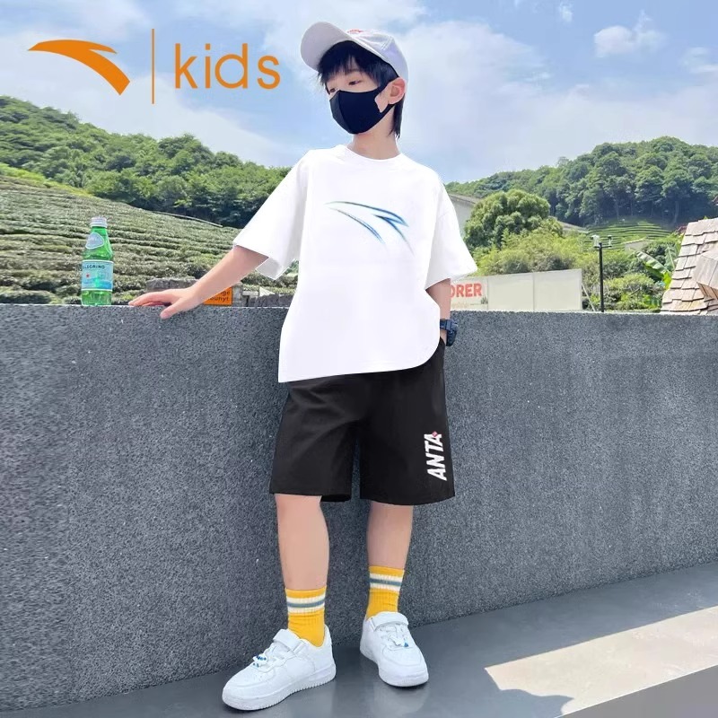 安踏儿童男童夏装套装两件套2023秋季新款中大男童短袖速干秋装