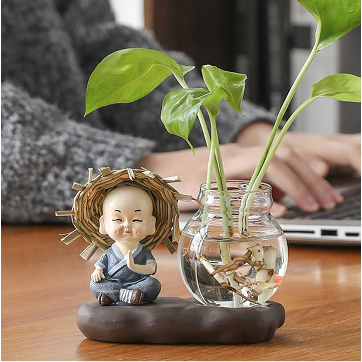 绿萝水培花盆器皿花瓶透明玻璃插花创意水养植物花器客厅装饰