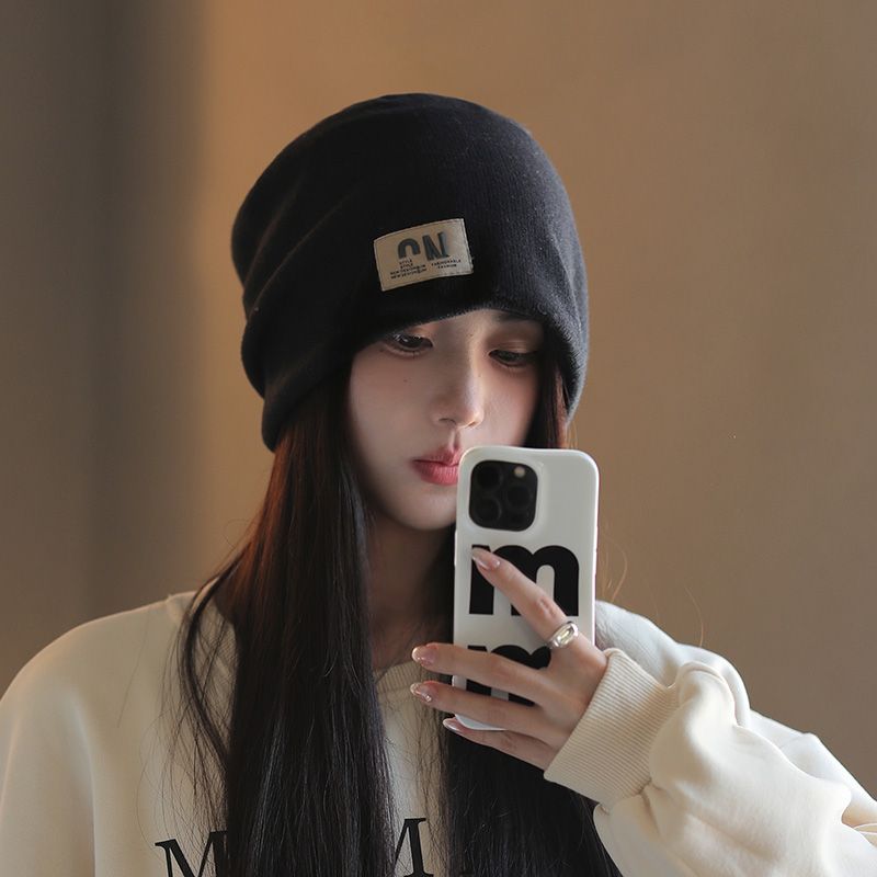 堆堆帽女秋冬季时尚百搭产后月子帽大头围包头帽子显脸小针织冷帽