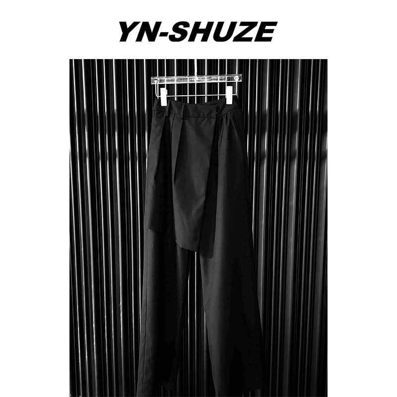 【YN-SHUZE】JM9908高级垂感黑色时尚休闲宽松极简廓形西装裤子