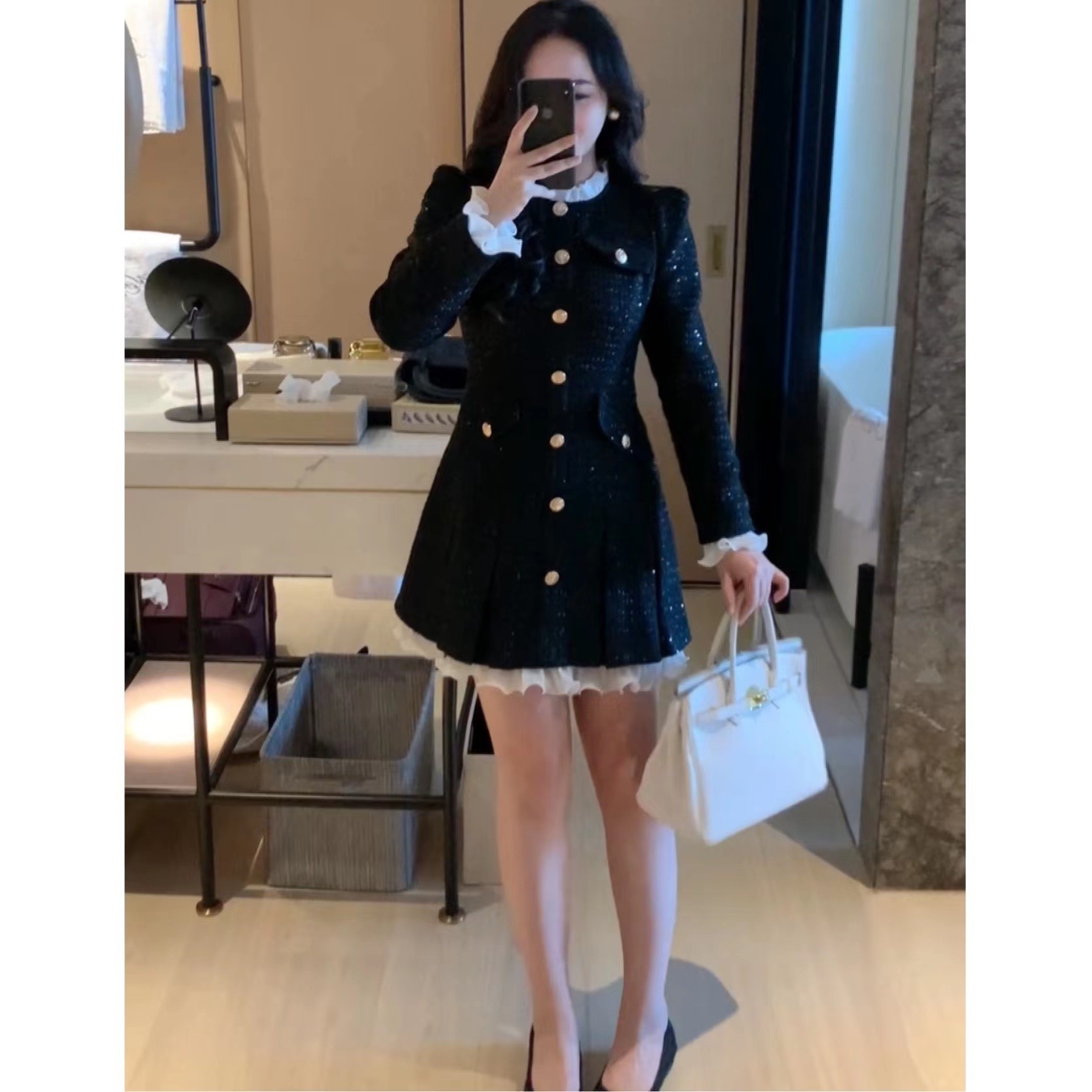 XINYI 【星河灿烂】花边亮片小香风公主裙女XQ240269
