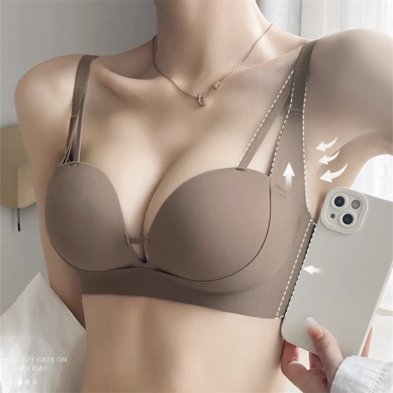 小胸聚拢显大无痕内衣女无钢圈调整型收副乳防下垂平胸文胸罩夏季