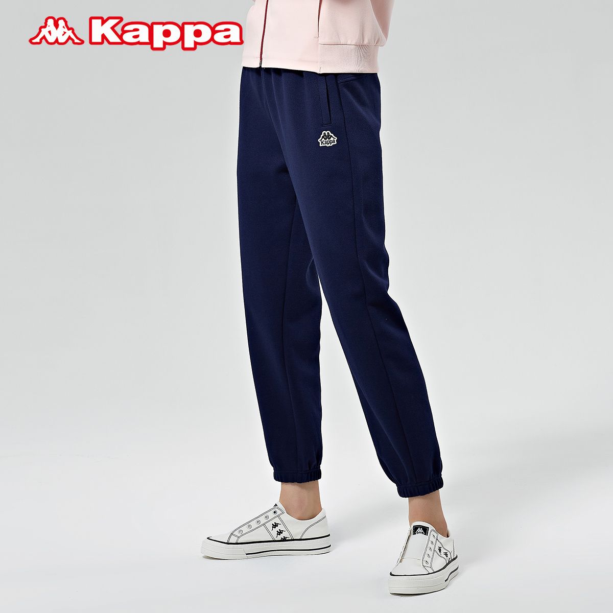 KAPPA运动裤加绒女针织长裤休闲裤字母刺绣卫裤K0A62AK22