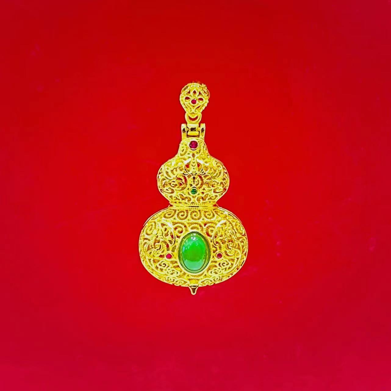 【太太正品】福禄双全花丝葫芦和田玉吊坠-翻盖设计【ZDZ322】