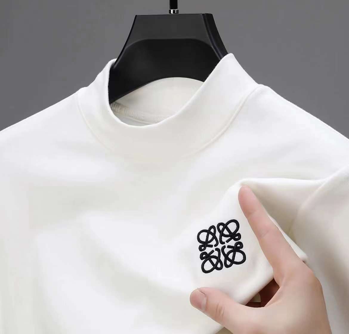 【高端正品 双面德绒】高端男士简约打底长袖T恤衫双面绒半高领时尚