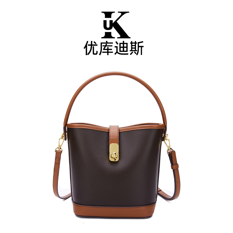 UK轻奢女士百搭时尚简约复古设计师单肩小包包斜跨水桶包96271