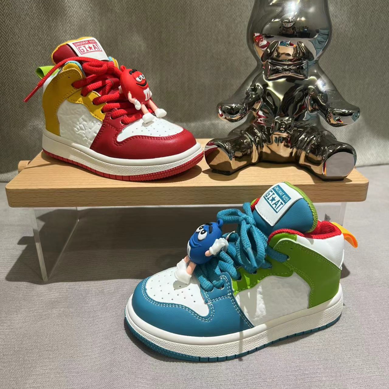 儿童鸳鸯鞋高帮男童时尚百搭鞋子女童潮鞋宝宝韩版软底皮面双色鞋