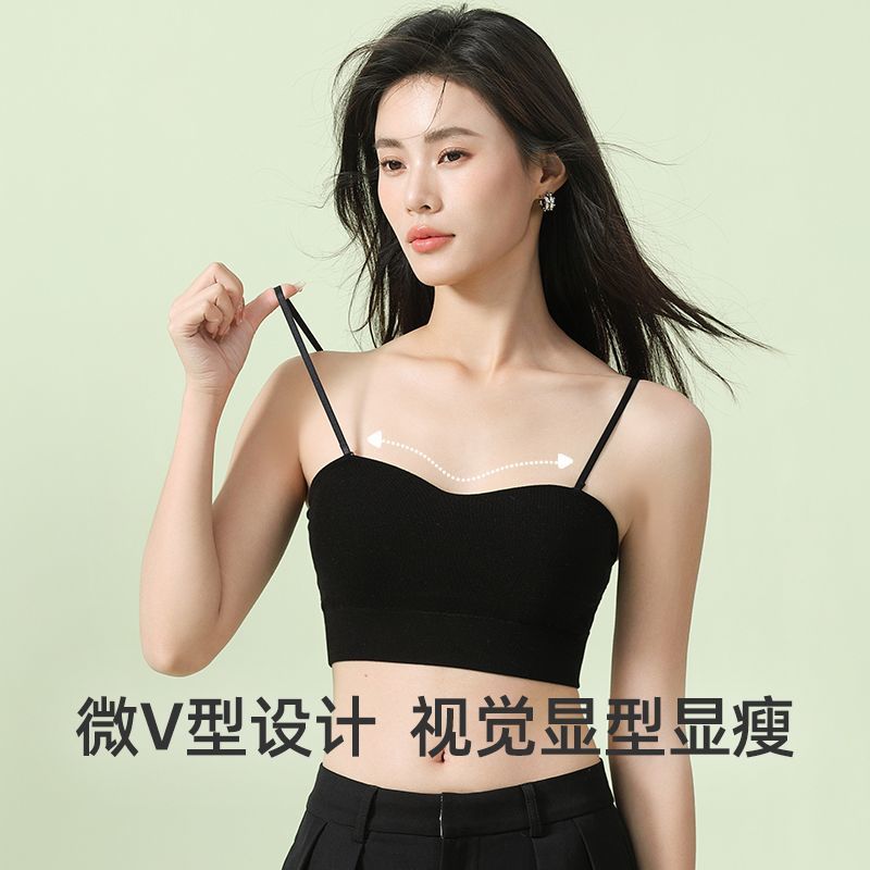 猫人抹胸内搭防走光吊带内衣一体文胸带胸垫美背网红爆款夏季打底