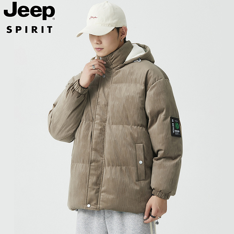 Jeep吉普棉服男士秋冬季加厚外套宽松保暖加绒情侣脱卸帽男女棉衣