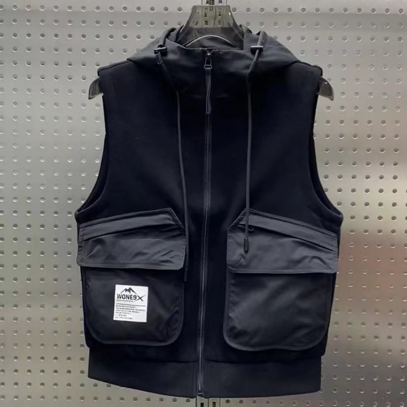 新款高品质男士连帽休闲马甲