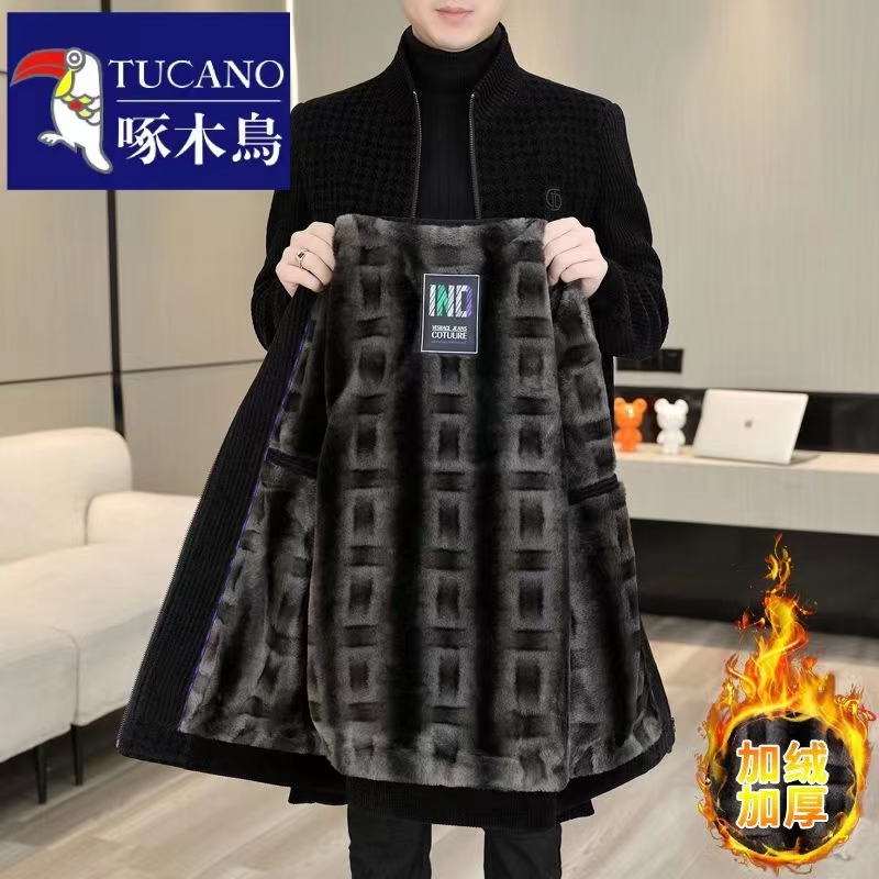 TUCANO/啄木鳥男士毛呢大衣冬雪尼尔外套加绒保暖爸爸装高档上衣