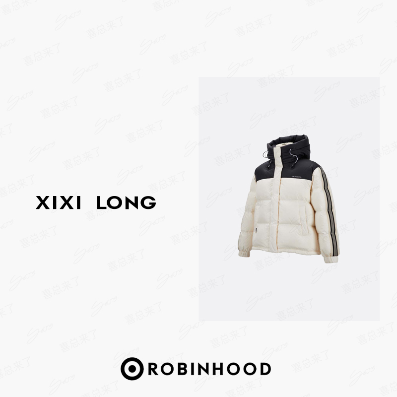 大喜【暮色岛屿】保暖设计感时髦拼色连帽短款羽绒服R238Y51002