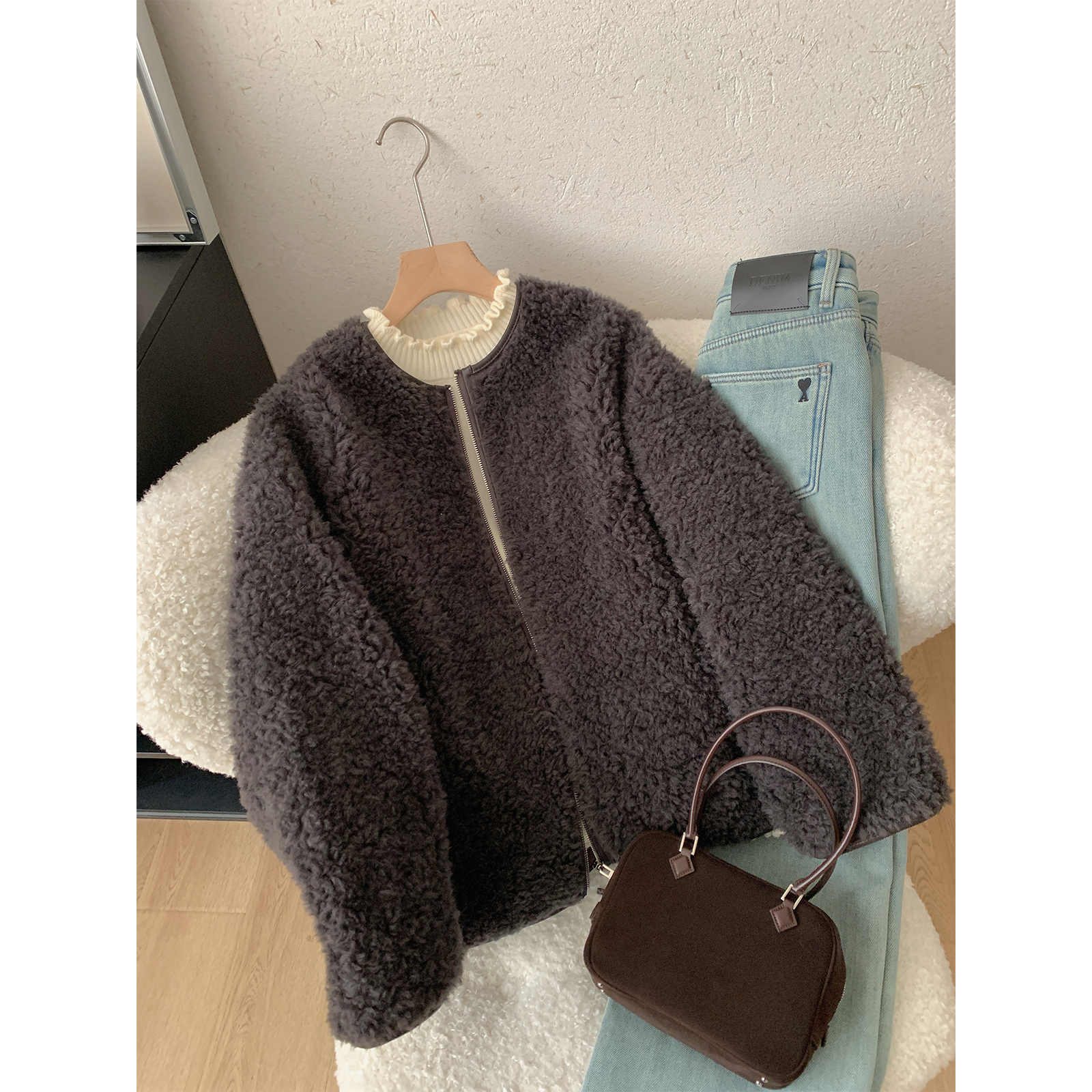 苏安家  过年压轴款 100全羊毛一体加厚秋冬毛毛外套（不可水洗）