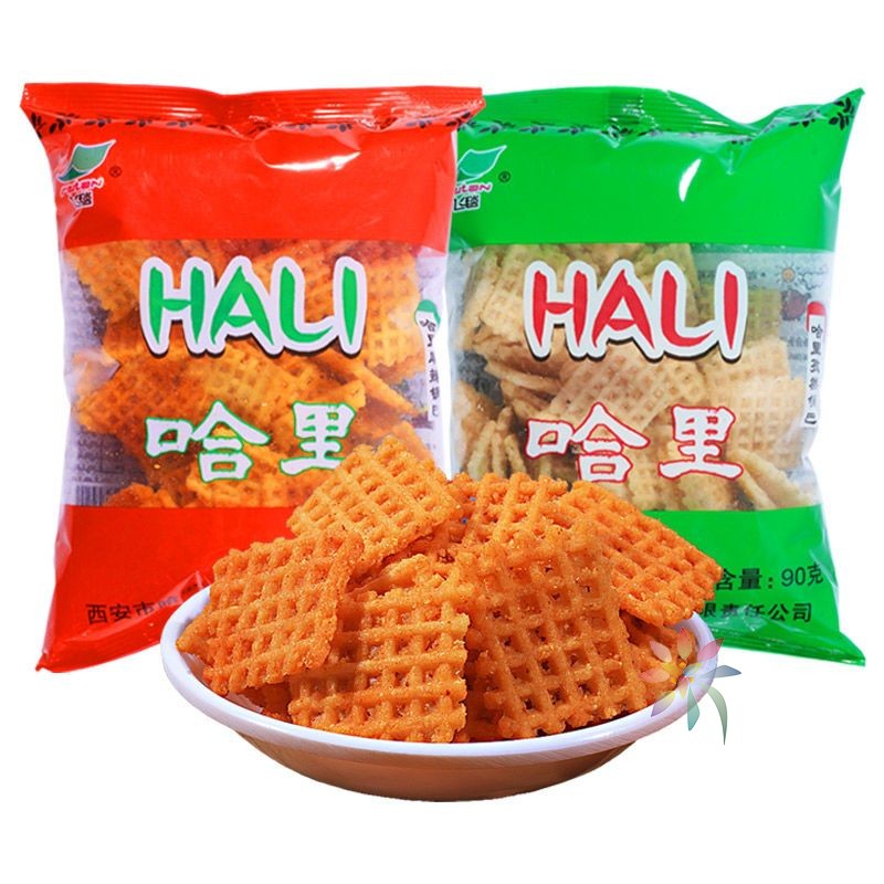 飞毯食品厂哈里锅巴90g袋装麻辣味孜然味锅巴陕西特/0lb蔬菜组合