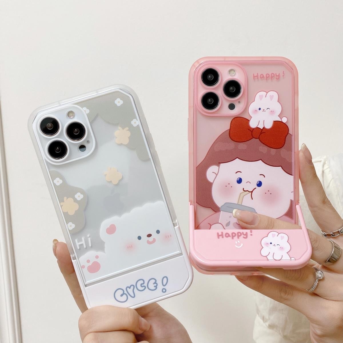 奶茶女孩适用iphone13手机壳12苹果13promax隐形支架11软壳xs硅胶