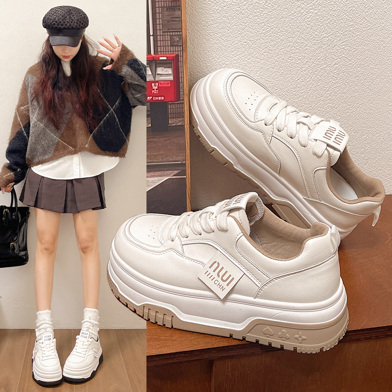 南在南方加绒小白鞋女2024冬季新款圆头厚底运动休闲保暖防滑棉鞋