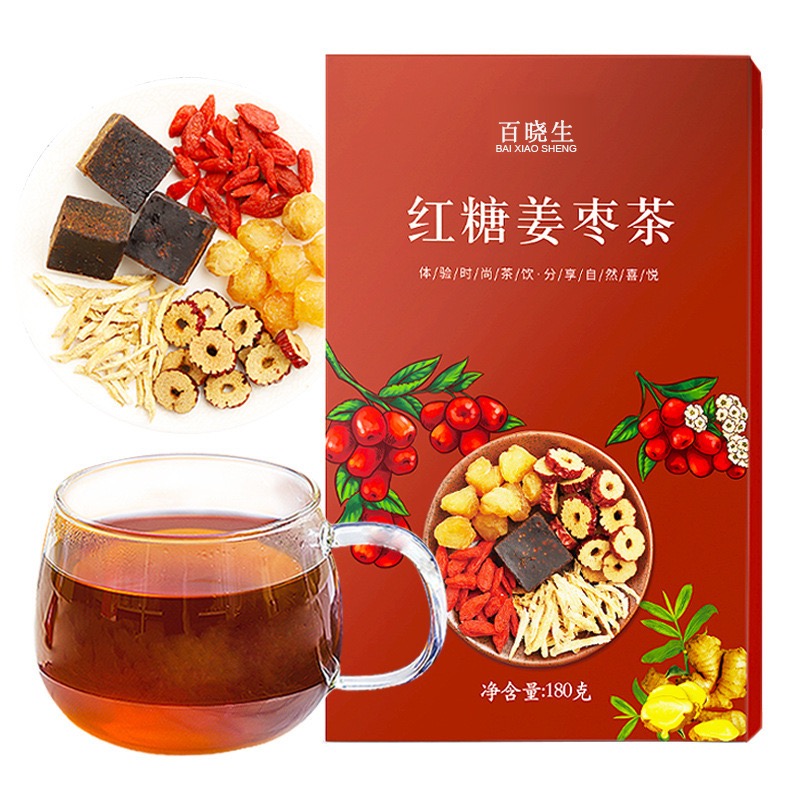 百晓生 红糖姜茶桂圆红枣枸杞黑糖姜茶 真材实料 180g/盒