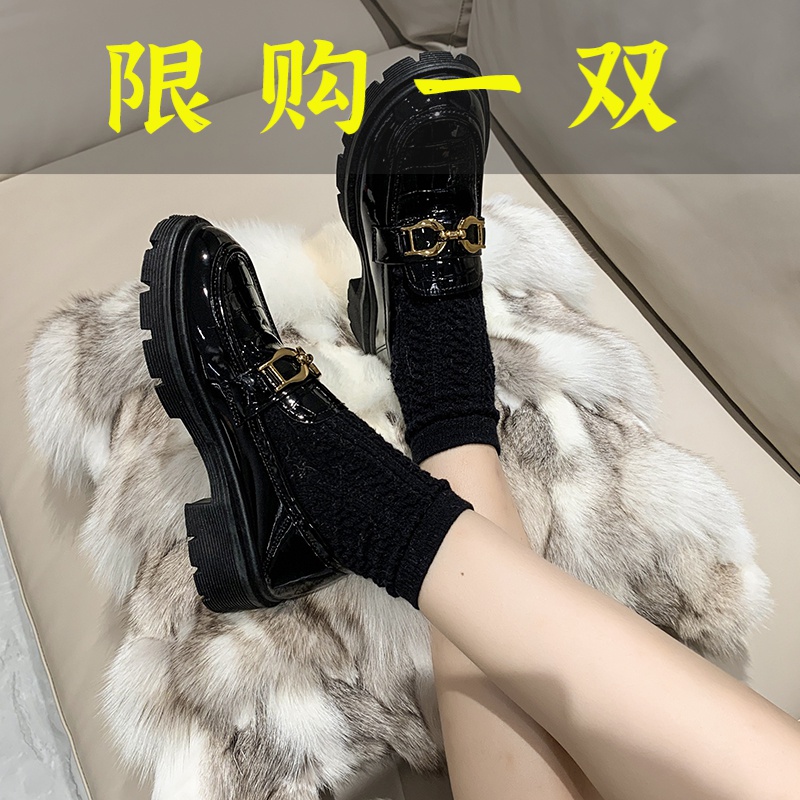 百丽纯爱【达人专属】厚底英伦风小皮鞋乐福鞋新款一脚蹬平跟单