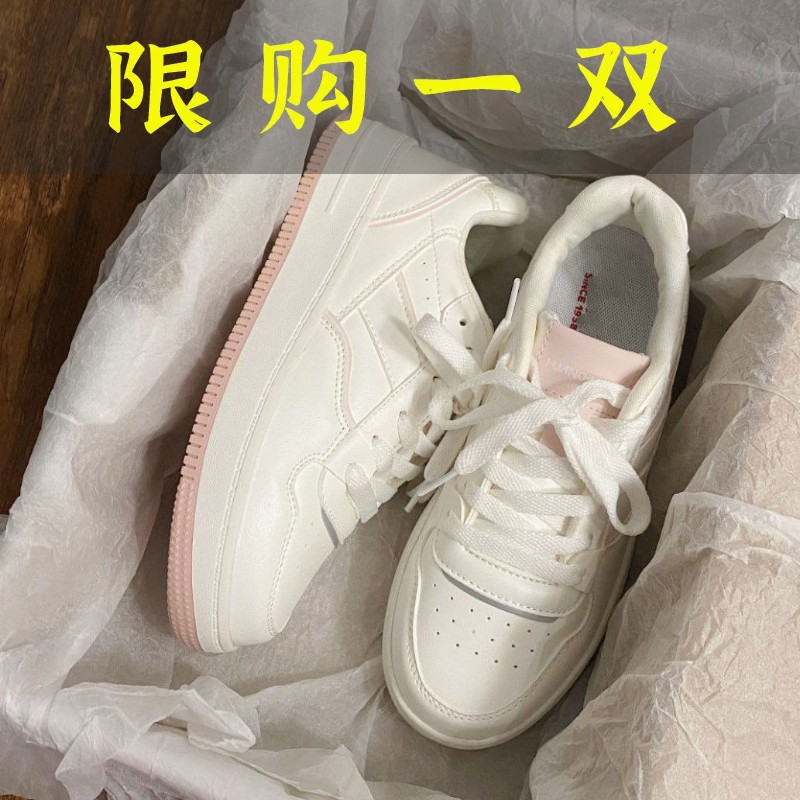 百丽纯爱少女粉反光小白鞋子女2023春季新款ins风小众鞋子ins百