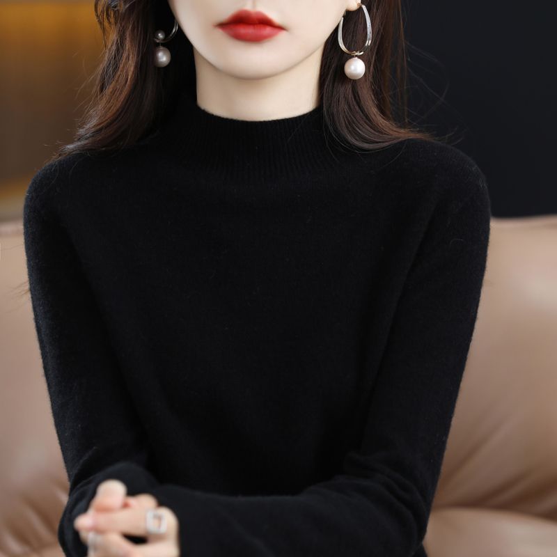 【秋冬必备】毛衫秋冬新款半高领宽松长袖套头内搭毛衣女针织打底