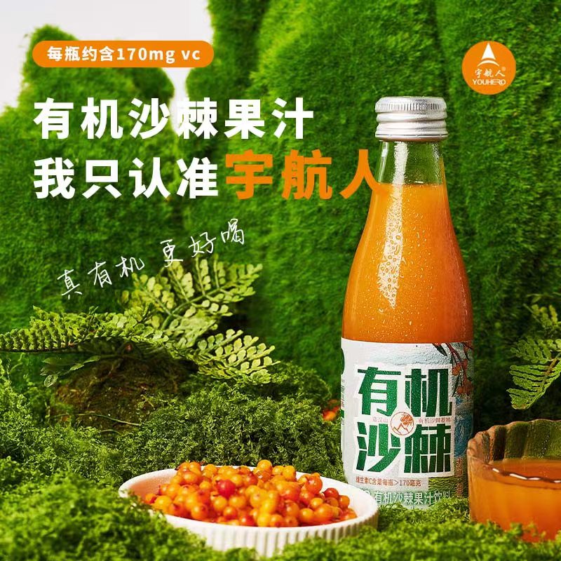 宇航人优质营养健康有机沙棘果汁饮料210ml×10瓶/箱