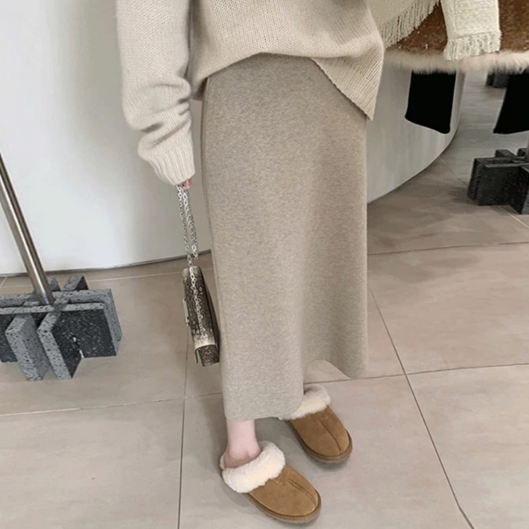 孕妇半身裙秋冬季2023新款淑女纯色针织直筒裙秋装中长版一步裙子