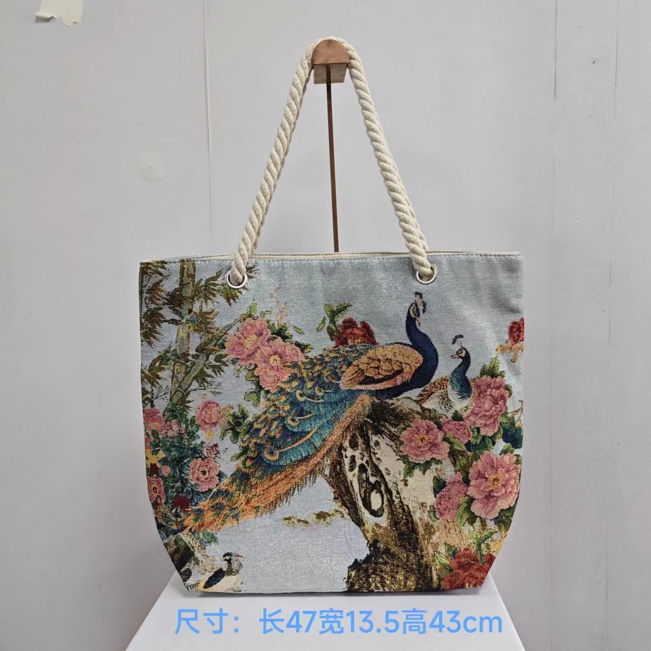 国风手绘织花大号托特包