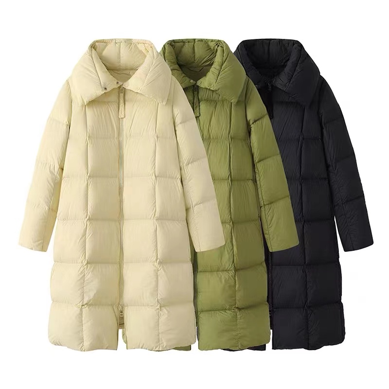 【B1598】｜D｜简约设计宽松翻领外套中长款立领羽绒服女