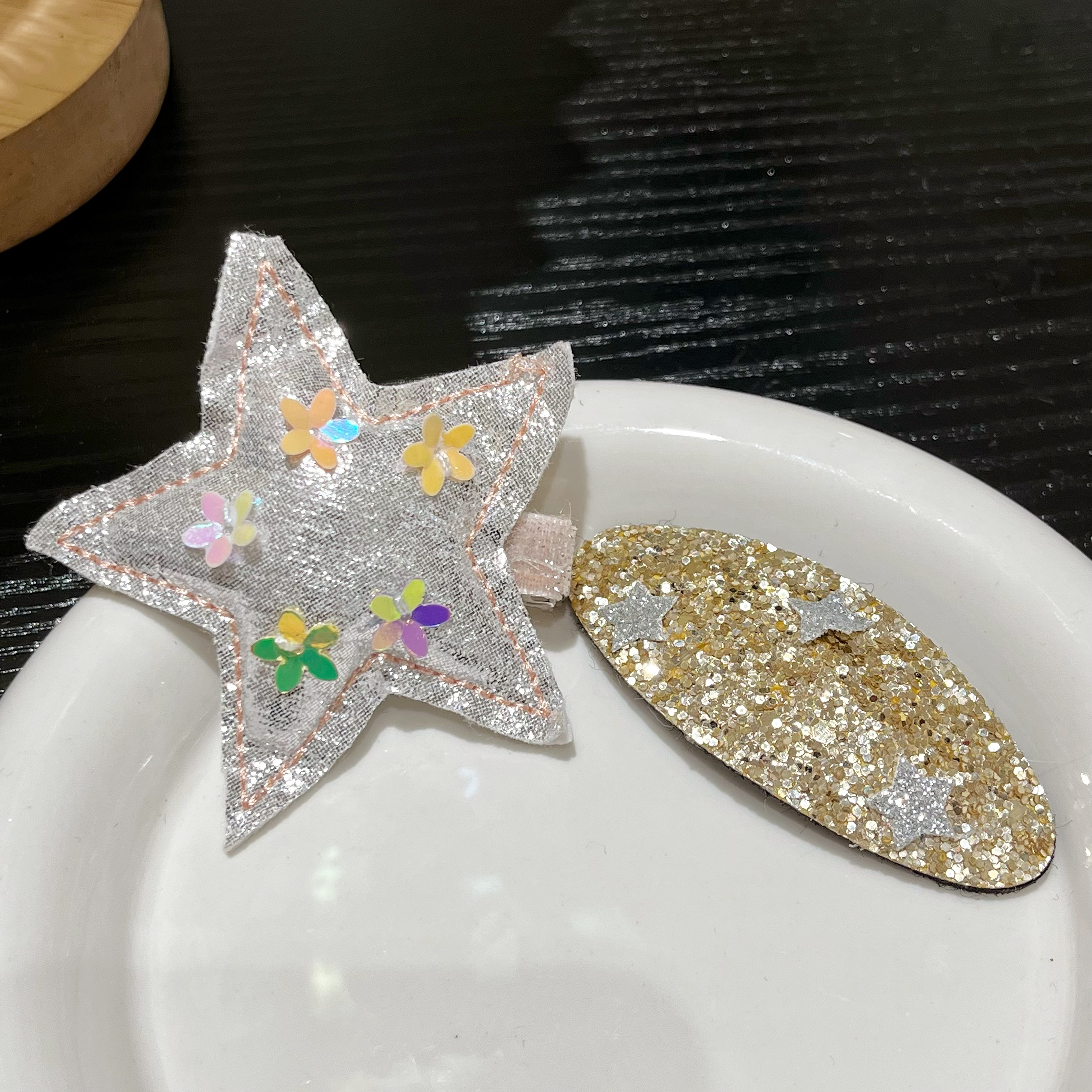 雏奇精选   儿童银色星星发卡组合H36