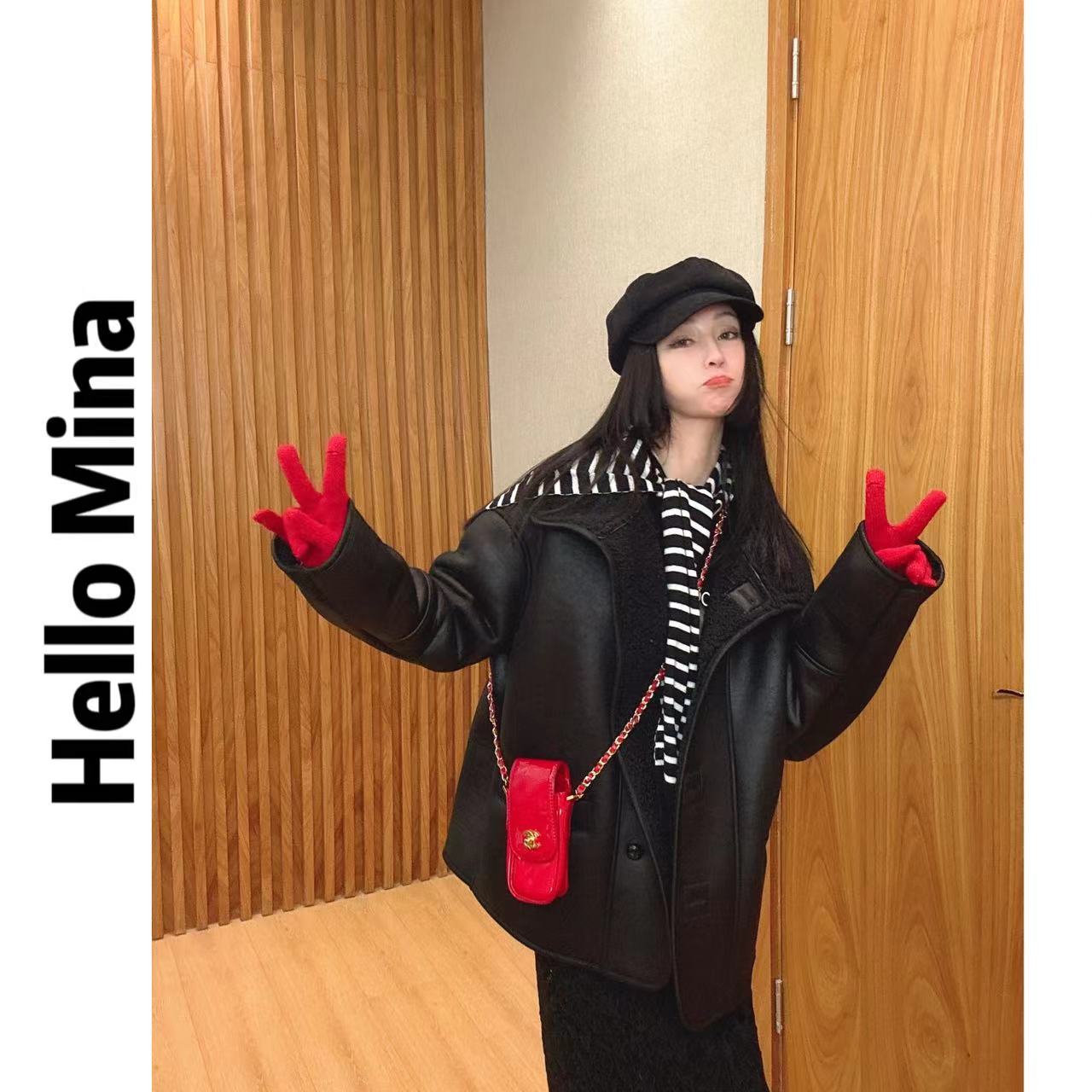 8801"榛果暖栗"冬季新款皮毛一体加厚保暖外套