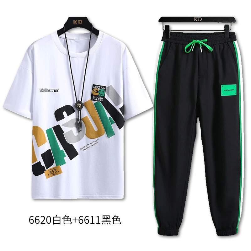 青少年夏季潮流薄款圆领短袖T恤男士帅气百搭休闲运动字母夏装ins